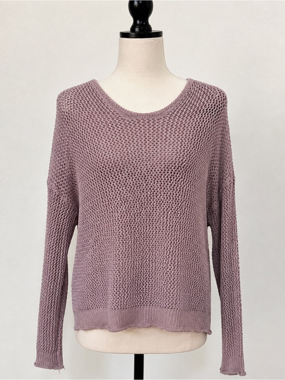 Taupe mesh knit hoodie. Size Med/Large Fairy Grunge crocheted Beach Summer